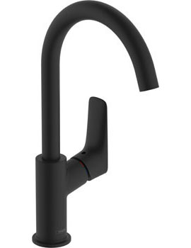 Logis Single lever basin mixer 210 with swivel spout without waste matt black - 71131670