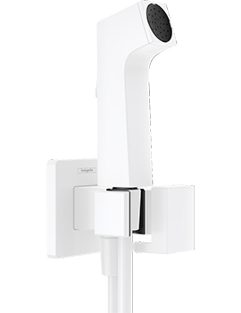 Hansgrohe Bidette Square Hand Shower EcoSmart Set in Matt White